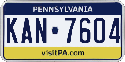 PA license plate KAN7604