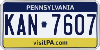 PA license plate KAN7607