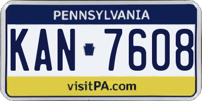 PA license plate KAN7608