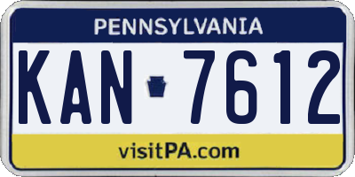 PA license plate KAN7612