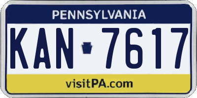 PA license plate KAN7617