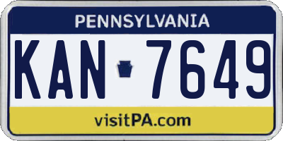 PA license plate KAN7649
