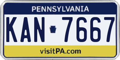 PA license plate KAN7667