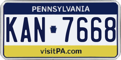 PA license plate KAN7668