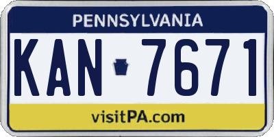 PA license plate KAN7671