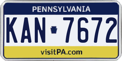 PA license plate KAN7672