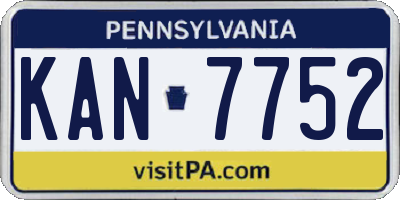 PA license plate KAN7752