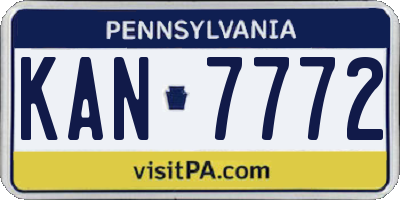 PA license plate KAN7772