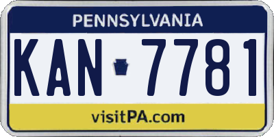 PA license plate KAN7781