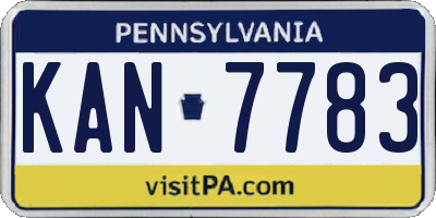 PA license plate KAN7783