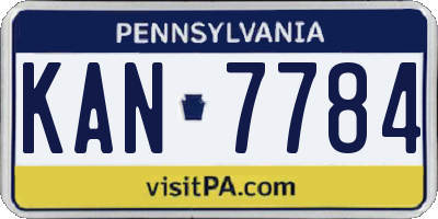 PA license plate KAN7784