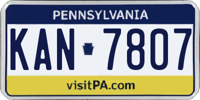 PA license plate KAN7807