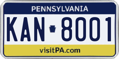 PA license plate KAN8001