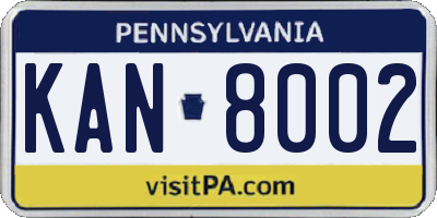 PA license plate KAN8002