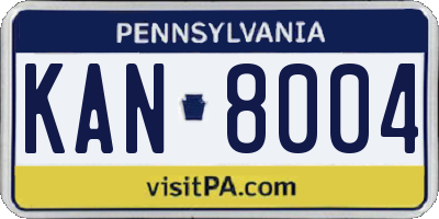 PA license plate KAN8004