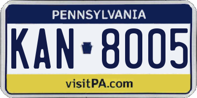 PA license plate KAN8005