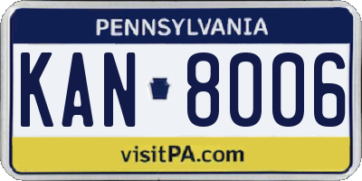 PA license plate KAN8006