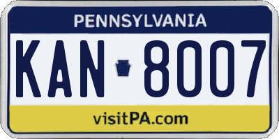 PA license plate KAN8007