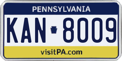 PA license plate KAN8009