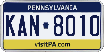PA license plate KAN8010