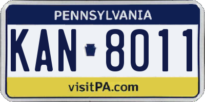 PA license plate KAN8011