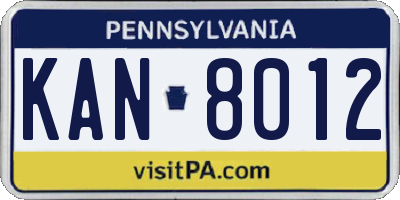PA license plate KAN8012
