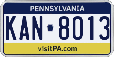 PA license plate KAN8013