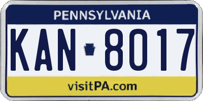 PA license plate KAN8017