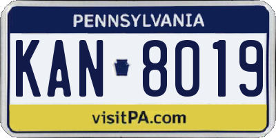 PA license plate KAN8019