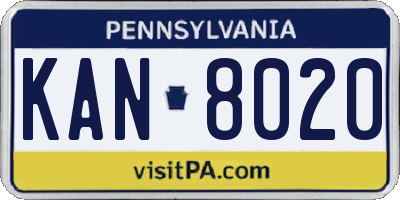 PA license plate KAN8020
