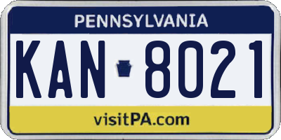 PA license plate KAN8021