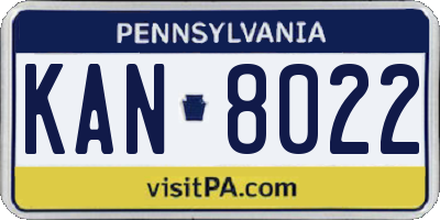 PA license plate KAN8022