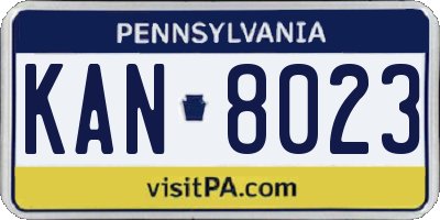 PA license plate KAN8023
