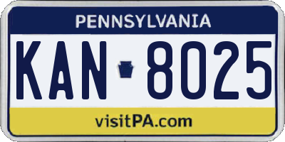 PA license plate KAN8025
