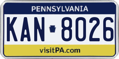 PA license plate KAN8026