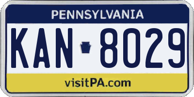 PA license plate KAN8029