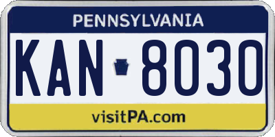 PA license plate KAN8030