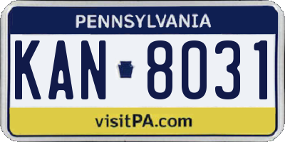 PA license plate KAN8031