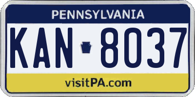 PA license plate KAN8037