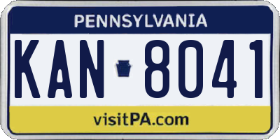 PA license plate KAN8041