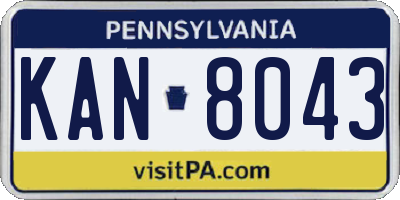 PA license plate KAN8043