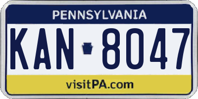 PA license plate KAN8047