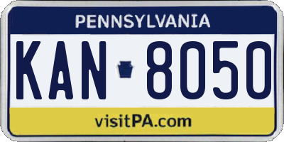 PA license plate KAN8050