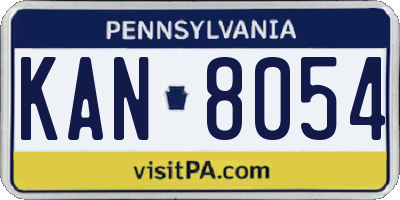 PA license plate KAN8054