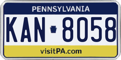 PA license plate KAN8058
