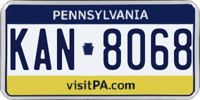 PA license plate KAN8068