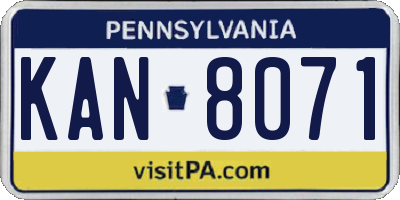 PA license plate KAN8071