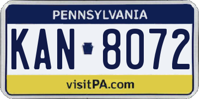 PA license plate KAN8072