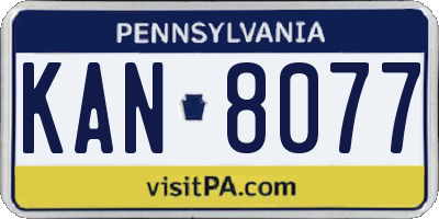PA license plate KAN8077