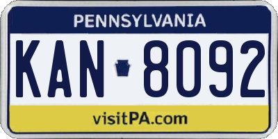 PA license plate KAN8092